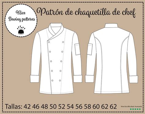 Chef Jacket Pattern Pdf / Chef Jacket Pattern for Men/ WITH ...