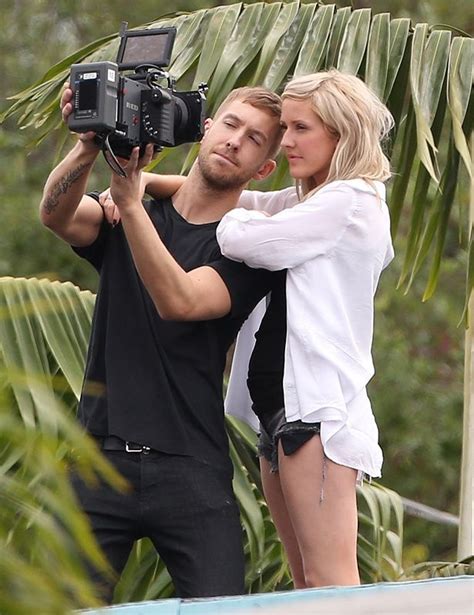 Calvin Harris and Ellie Goulding playing about with a camera during the ...