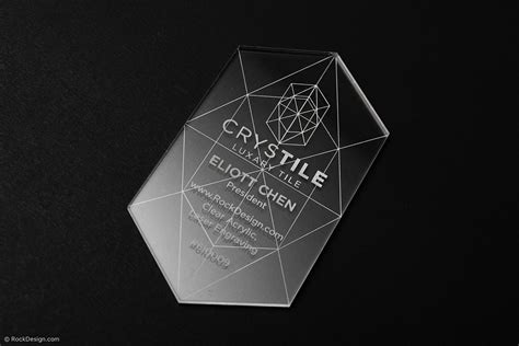 Geometric Laser Cut Crystal Clear Acrylic Business Card Template Design - Crystile