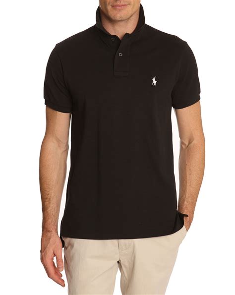 Polo ralph lauren Black Slim-fit Stretch Polo Shirt in Black for Men | Lyst