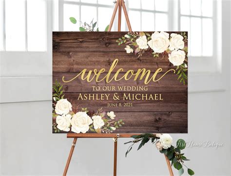 Rustic Welcome Wedding Sign, Welcome to Our Wedding Sign, Horizontal ...