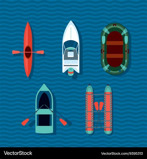 Boats collection top view of ships Royalty Free Vector Image