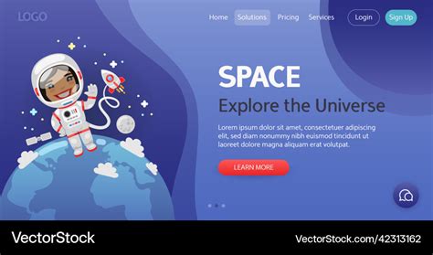 Space website template Royalty Free Vector Image