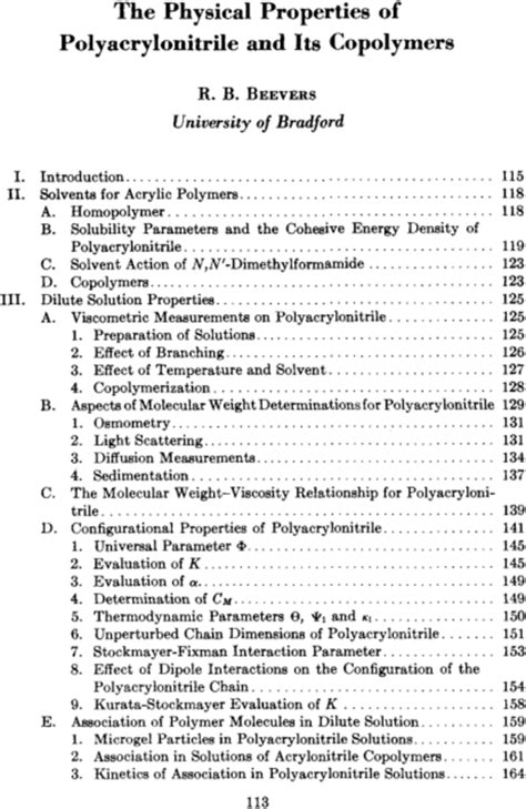 The physical properties of polyacrylonitrile and its copolymers ...