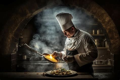 Premium Photo | Chef preparing food in the kitchen of a restaurant.