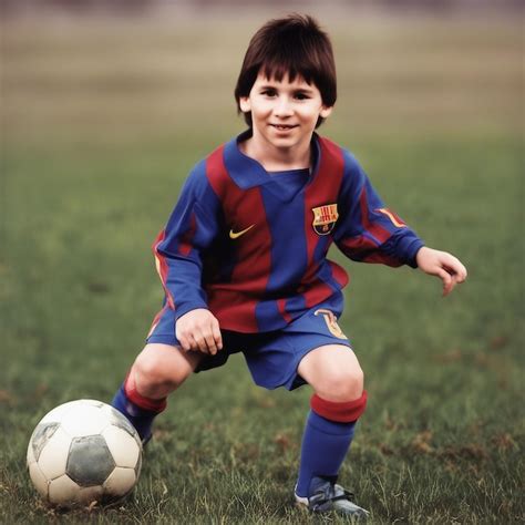 Premium AI Image | Lionel Messi Barcelona old childhood picture generated by AI