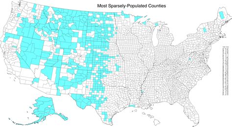 Most sparsely-populated counties in the US: Only... - Maps on the Web