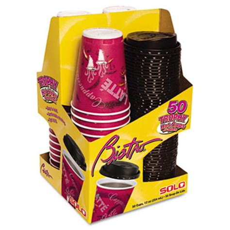 Solo FSX120041PK Trophy Foam Cups & Lids Combo Pack Foam Maroon 12 oz. 50 Cups & Lids/Pack ...