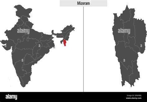 map of Mizoram state of India and location on Indian map Stock Vector ...