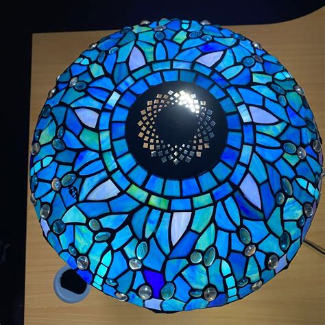 Tiffany style Table Lamp 16" Diameter Stained Glass Shade Handcrafted Art Decor - International ...