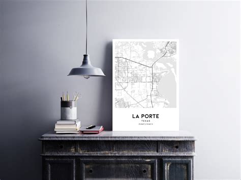 La Porte Map Print, La Porte Map Poster Wall Art, Tx City Map, Texas ...