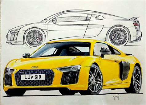 Audi R8 Drawing at GetDrawings.com | Free for personal use Audi R8 Drawing of your choice