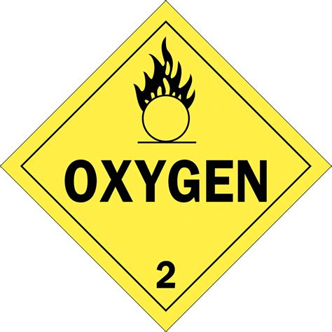 Oxygen, 10 3/4 in Label Wd, DOT Container Placard - 41F720|63436 - Grainger