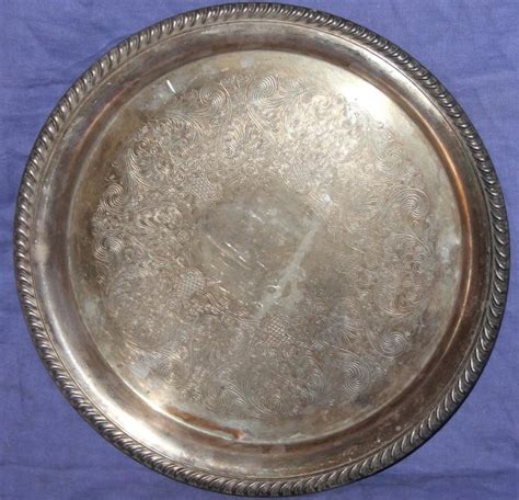 Vintage Wm Rogers silver plated ornate floral serving plate tray platter | eBay