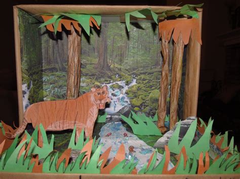 Liger diorama. Made with construction paper, cellophane glitter and ...