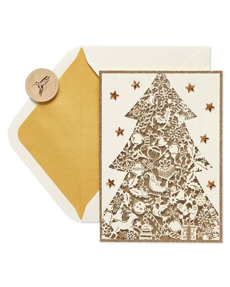 Christmas Gold Glitter Holiday Christmas Tree Christmas Boxed Cards, 8 ...