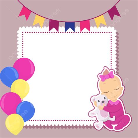 Blue New Born Baby Frame Border Sticker Cartoon On Transparent ...