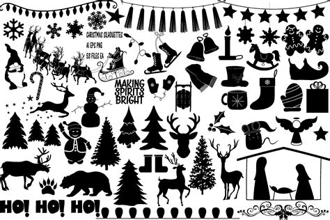 Christmas Silhouettes Vector AI EPS Vecor & PNG (156969) | Illustrations | Design Bundles