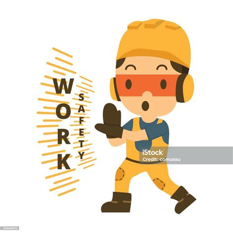 Cartoon Construction Working With Safetywork With Safety Stock ...