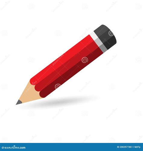 Red Simple 2D Pencil, Isolated, Vector Illustration Stock Vector ...