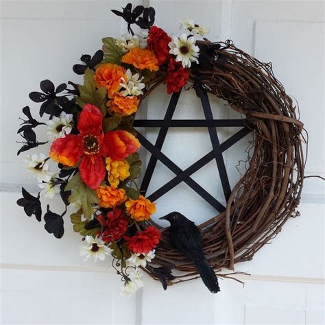 Samhain Wreath Crow Wreath Pentacle Wreath Fall by TheShabbyWitch | Samhain decorations, Door ...