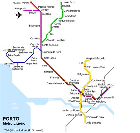 Porto - carte du métro | Carte détaillée du métropolitain de Porto (Portugal) pour télécharger