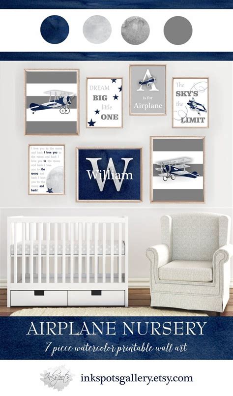 Airplane Decor for Boys Room. Baby Boy Nursery Set of 7 | Etsy in 2021 | Airplane nursery ...