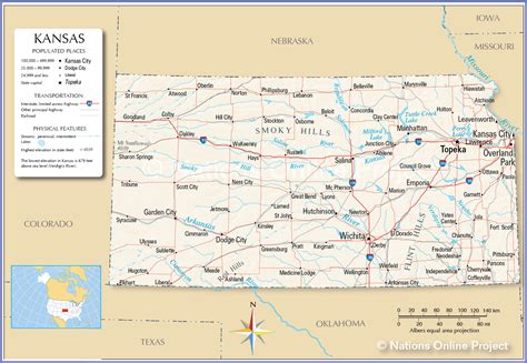 Reference Maps of Kansas, USA - Nations Online Project