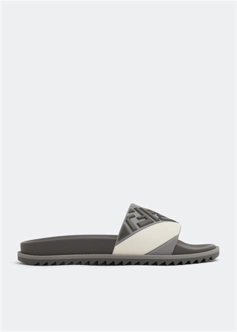 Fendi FF slides for Men - Grey in UAE | Level Shoes