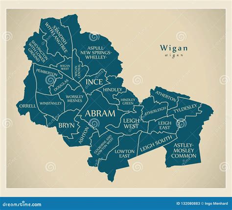 Wigan City Map England UK Labelled Black Illustration | CartoonDealer.com #132081012