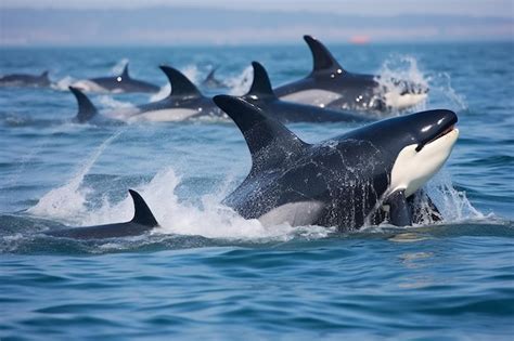 Premium AI Image | Thrilling Orca Chase Amidst Salmon Frenzy