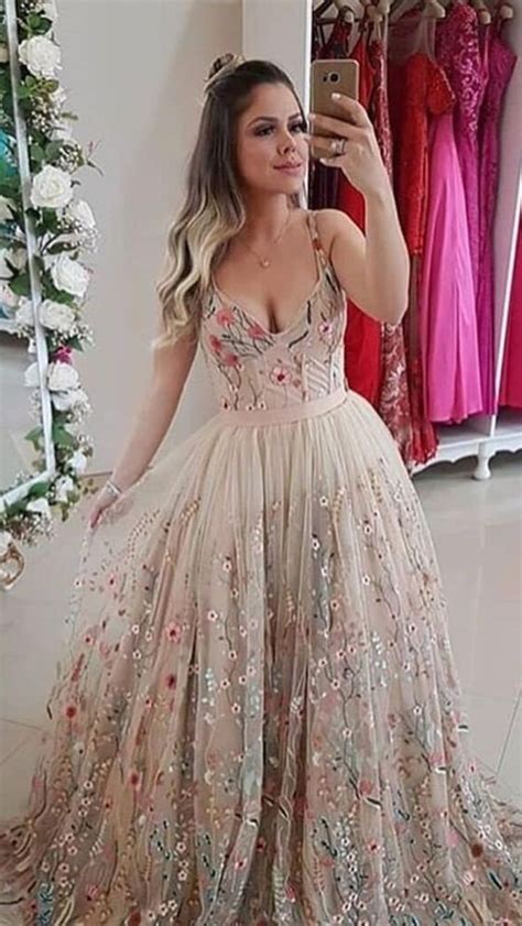 Flower lace wedding dress floral beige tulle grey wedding | Etsy in 2020 | Sweetheart prom ...