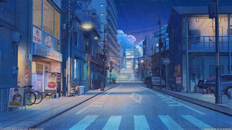 Anime City Night Scenery Desktop Wallpapers - Wallpaper Cave