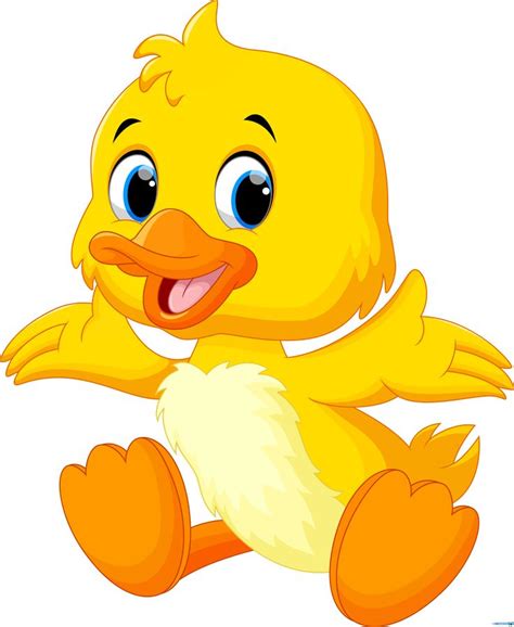 cartoon yellow duck sitting on the ground