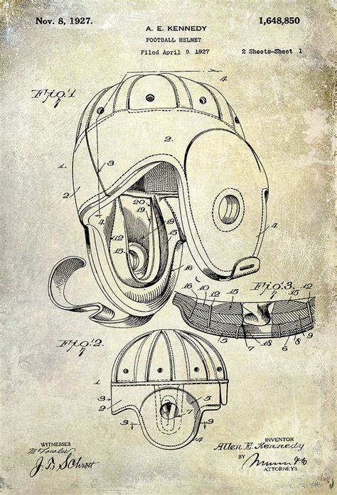 1927 Football Helmet Patent Photograph by Jon Neidert