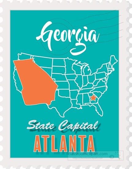 atlanta georgia state map stamp clipart - Classroom Clip Art