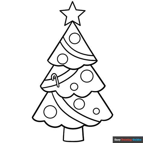 Easy Christmas Tree Coloring Page | Easy Drawing Guides