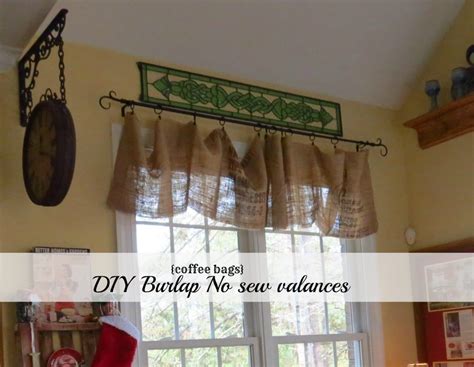 Diy no sew burlap kitchen valances...made from Coffee bags! - Debbiedoo's