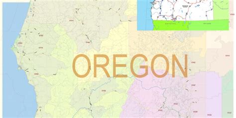 Curry County Oregon US Map Vector Exact County Plan Detailed Road Admin ...