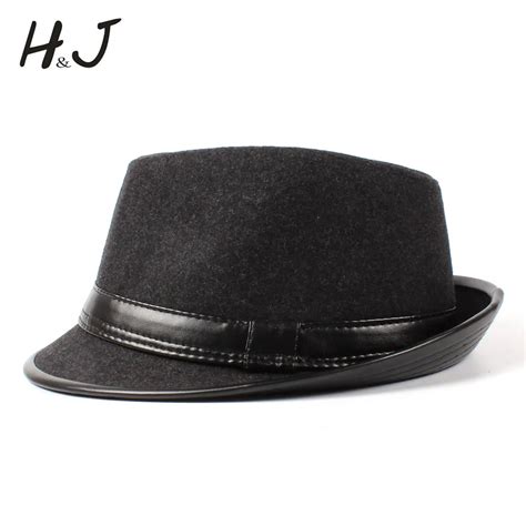 Men Wool Gangster Trilby Boater Fedora Hat For Gentleman Dad Winter Autumn Jazz Homburg ...