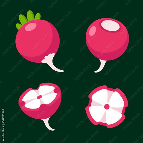 Cartoon carved radish illustration set Stock Vector | Adobe Stock