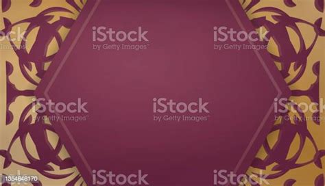 Burgundy Background With Abstract Gold Ornaments And Space For Your ...