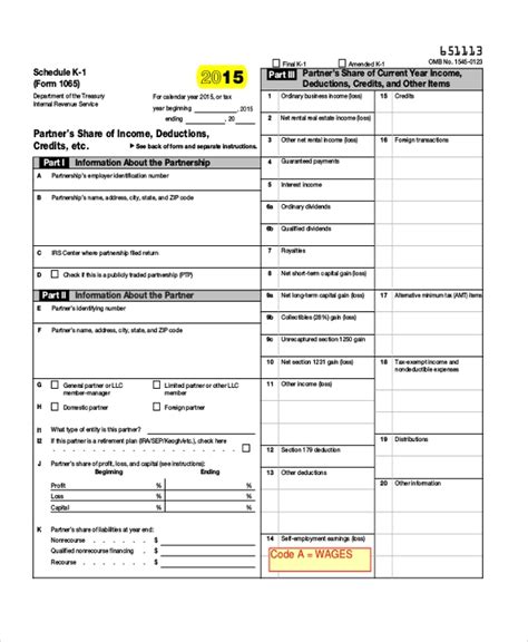 Schedule K-1 Form 1065 Self Employment Tax - Employment Form