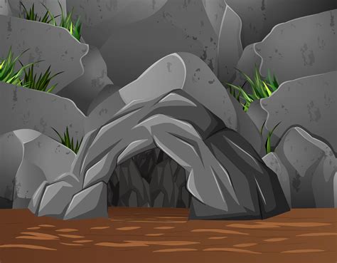 Background scene with cave in the mountain 455227 Vector Art at Vecteezy