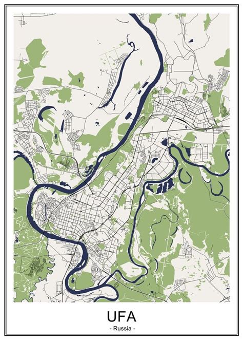 Map of the City of Ufa, Russia Stock Illustration - Illustration of ...