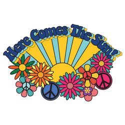 Here Comes The Sun 70s Peace Sign Flower Sticker