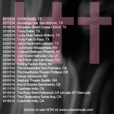 Crosses ††† Announce March/April U.S. Tour | Tours, Sxsw austin, Rock bands