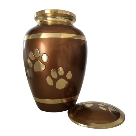 Pet Paw Print Memorial Urns Ashes - Walking Paw Prints Brown Pet ...