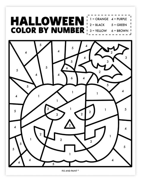 Free Printable Halloween Color by Number Worksheet