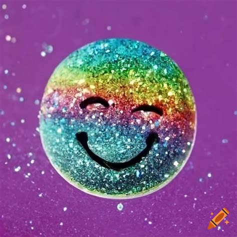 Glittery smiley faces with rainbows on Craiyon